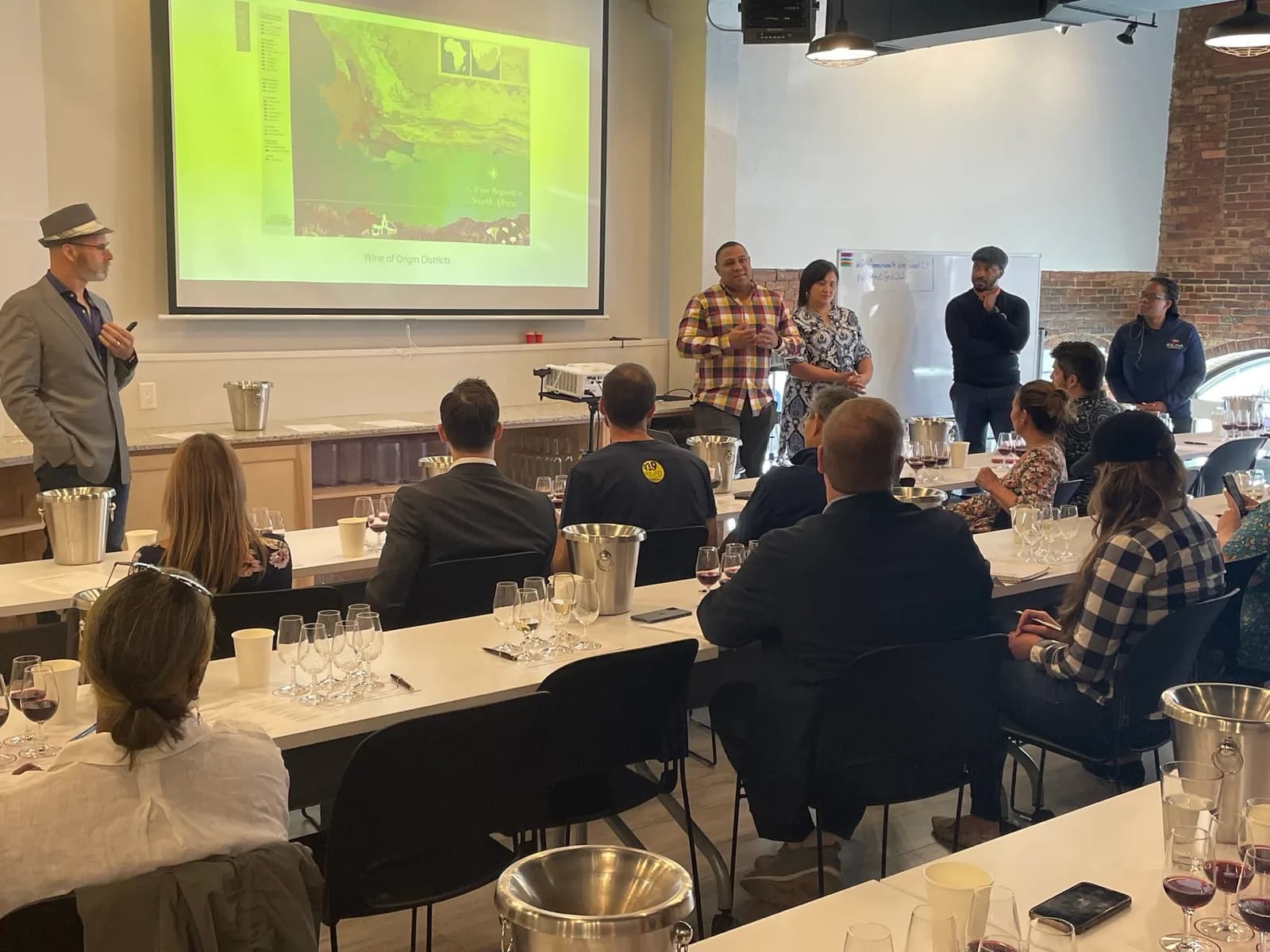 Presenting a South African wine regions seminar to a room of trade attendees