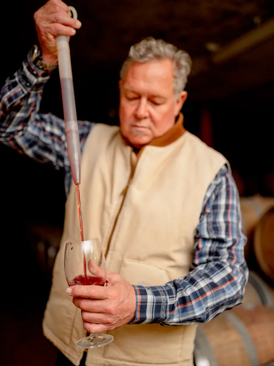 Longridge cellar team drawing a barrel sample