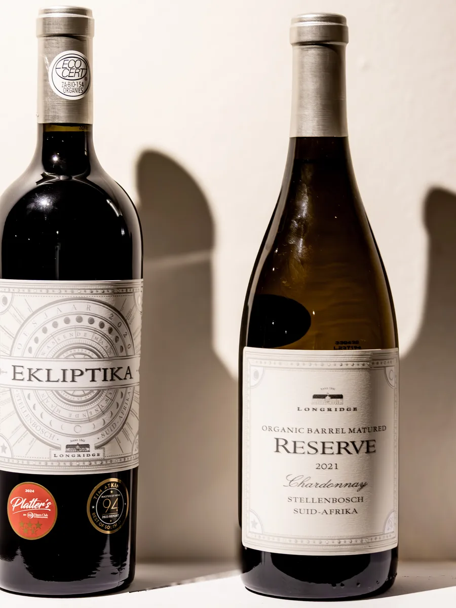 Longridge Ekliptika and Reserve Chardonnay bottles